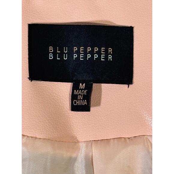 Blu Pepper Vegan Leather Moto Jacket Size M - Picture 3 of 6
